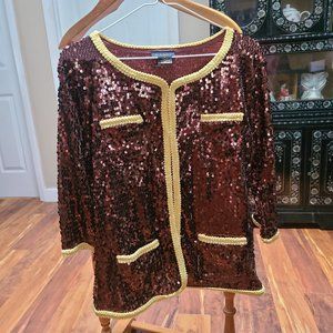 Iman, S, Chocolate Sequin Jacket, NWOT
